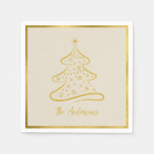 Elegante Pastel Botten Beige Gouden Kerstboom Servet (Voorkant)