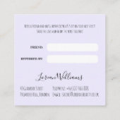 Elegante pastel bruid golvend haar styling bloemig afsprakenkaartje (Achterkant)