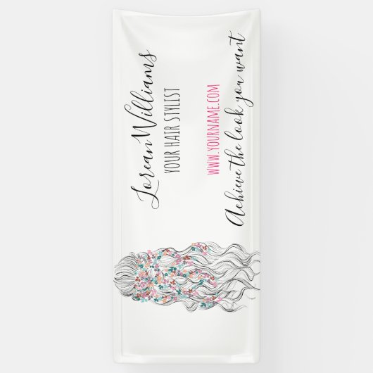 Elegante pastel bruid golvend haar styling bloemig spandoek (Verticaal)