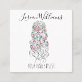 Elegante pastel bruid golvend haar styling bloemig vierkante visitekaartje (Voorkant)