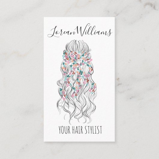 Elegante pastel bruid golvend haar styling bloemig visitekaartje (Voorkant)