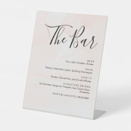 Elegante Pastel Bruiloft Drinken Bar Menu Reclamebord Met Voetstuk