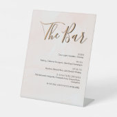 Elegante Pastel Bruiloft Drinken Bar Menu Reclamebord Met Voetstuk (Voorkant)