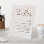 Elegante Pastel Bruiloft Drinken Bar Menu Reclamebord Met Voetstuk (Insitu)