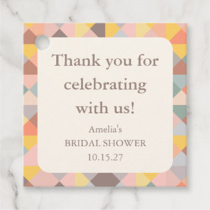 Elegante Pastel Bruiloftsshower Bedankjes Labels