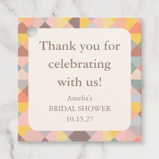Elegante Pastel Bruiloftsshower Bedankjes Labels (Voorkant)