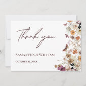 Elegante Pastel Chic Boho Wildflower thema bruilof Bedankkaart (Voorkant)