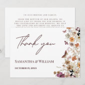 Elegante Pastel Chic Boho Wildflower thema bruilof Bedankkaart (Voorkant / Achterkant)