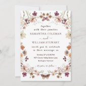 Elegante Pastel Chic Boho Wildflower thema bruilof Kaart (Voorkant)