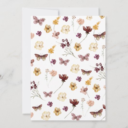 Elegante Pastel Chic Boho Wildflower thema bruilof Kaart (Achterkant)