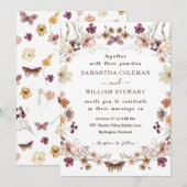 Elegante Pastel Chic Boho Wildflower thema bruilof Kaart (Voorkant / Achterkant)