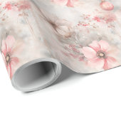 Elegante Pastel Christmas Floral & Ornament Patter Cadeaupapier (Rol Hoek)