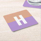 Elegante pastel Colorblock Monogram Initiaal Lette Kartonnen Onderzetters (Schuin)