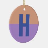 Elegante pastel Colorblock Monogram Initiaal Lette Keramisch Ornament (Rechts)