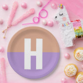 Elegante pastel Colorblock Monogram Initiaal Lette Papieren Bordje (Feest)