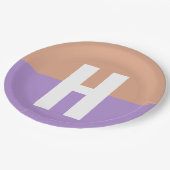 Elegante pastel Colorblock Monogram Initiaal Lette Papieren Bordje (Gekanteld)