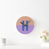 Elegante pastel Colorblock Monogram Initiaal Lette Ronde Klok (Huis)