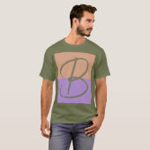 Elegante pastel Colorblock Monogram Initiaal Lette T-shirt (Voorkant volledig)