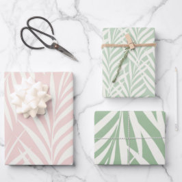Elegante pastel exotische palmbladeren patroon inpakpapier vel