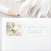 Elegante pastel gouden poinsettia vakantie terug etiket (Insitu)