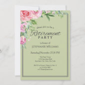 Elegante Pastel Green Flower Retirement Party Kaart (Voorkant)