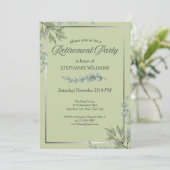 Elegante Pastel Green Flower Retirement Party Kaart (Staand voorkant)