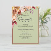 Elegante Pastel Green Herfst Farewell Party Kaart (Staand voorkant)