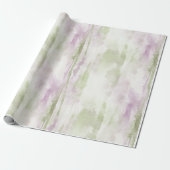 Elegante pastel groen roze Waterverf Modern Cadeaupapier (Uitgerold)