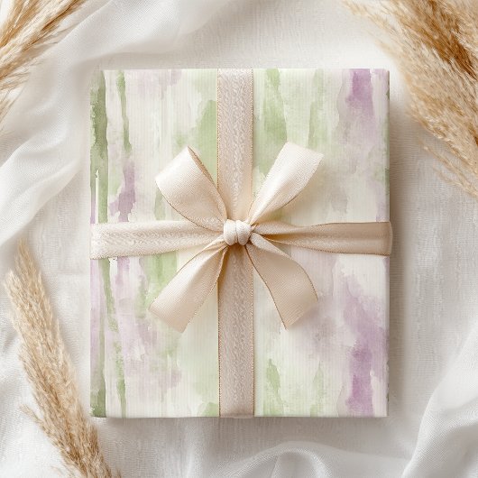 Elegante pastel groen roze Waterverf Modern Cadeaupapier