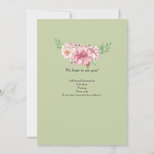 Elegante Pastel Groene Bloem Vrouwen 50ste verjaar Kaart (Achterkant)