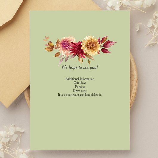 Elegante Pastel Herfst Bloem Pensioen Partij Kaart