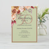 Elegante pastel herfstbloem 50e verjaardagsfeest kaart (Staand voorkant)