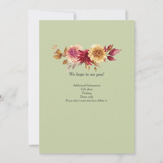Elegante pastel herfstbloem 60e verjaardagsfeest kaart (Achterkant)