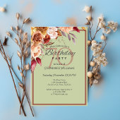 Elegante pastel herfstbloem 70e verjaardagsfeest kaart