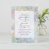 Elegante pastel holografische glitter glam kaart (Staand voorkant)