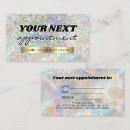 Elegante Pastel Holografische Glitter Marmer Afsprakenkaartje