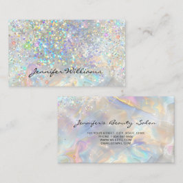 Elegante Pastel Holografische Glitter Marmer Visitekaartje