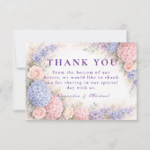 Elegante Pastel Hydrangea Bloemige Bruiloft Bedankkaart (Voorkant)