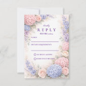 Elegante Pastel Hydrangea Bloemige Bruiloft RSVP Kaartje (Voorkant)