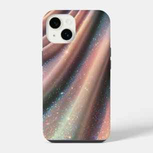 Elegante Pastel Iridiserende Glitter Zijde Golven  iPhone 14 Hoesje