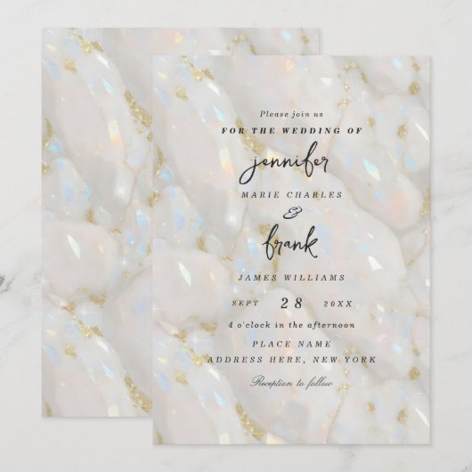 Elegante pastel iriserende sprankelende opaal stee kaart (Voorkant / Achterkant)