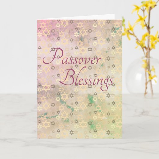 Elegante Pastel Joods Pascha Star of David Kaart (Gele Bloem)