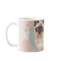 Elegante Pastel Kat Illustratie met Bloemen Pin