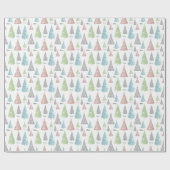 Elegante Pastel Kerstboom naam Cadeaupapier (Vlak)