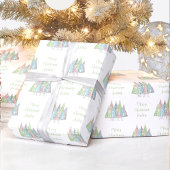 Elegante Pastel Kerstboom Naam Kerstmis Cadeaupapier
