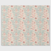 Elegante pastel kerstman patroon, bomen cadeaupapier (Vlak)
