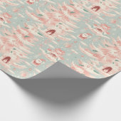 Elegante pastel kerstman patroon, bomen cadeaupapier (Hoek)