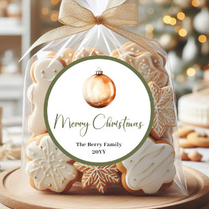 Elegante Pastel Kerstmis Aangepaste Familienaam St Ronde Sticker