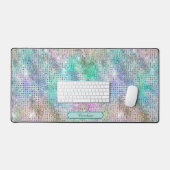 Elegante pastel kleur Gem Shimmer Patroon Monogram Bureaumat (Keyboard & Muis)