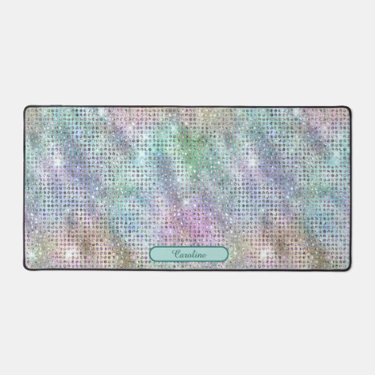 Elegante pastel kleur Gem Shimmer Patroon Monogram Bureaumat (Voorkant)